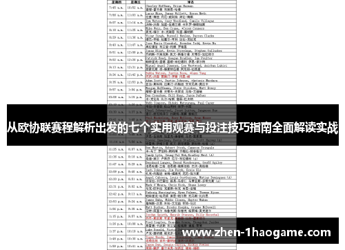 从欧协联赛程解析出发的七个实用观赛与投注技巧指南全面解读实战